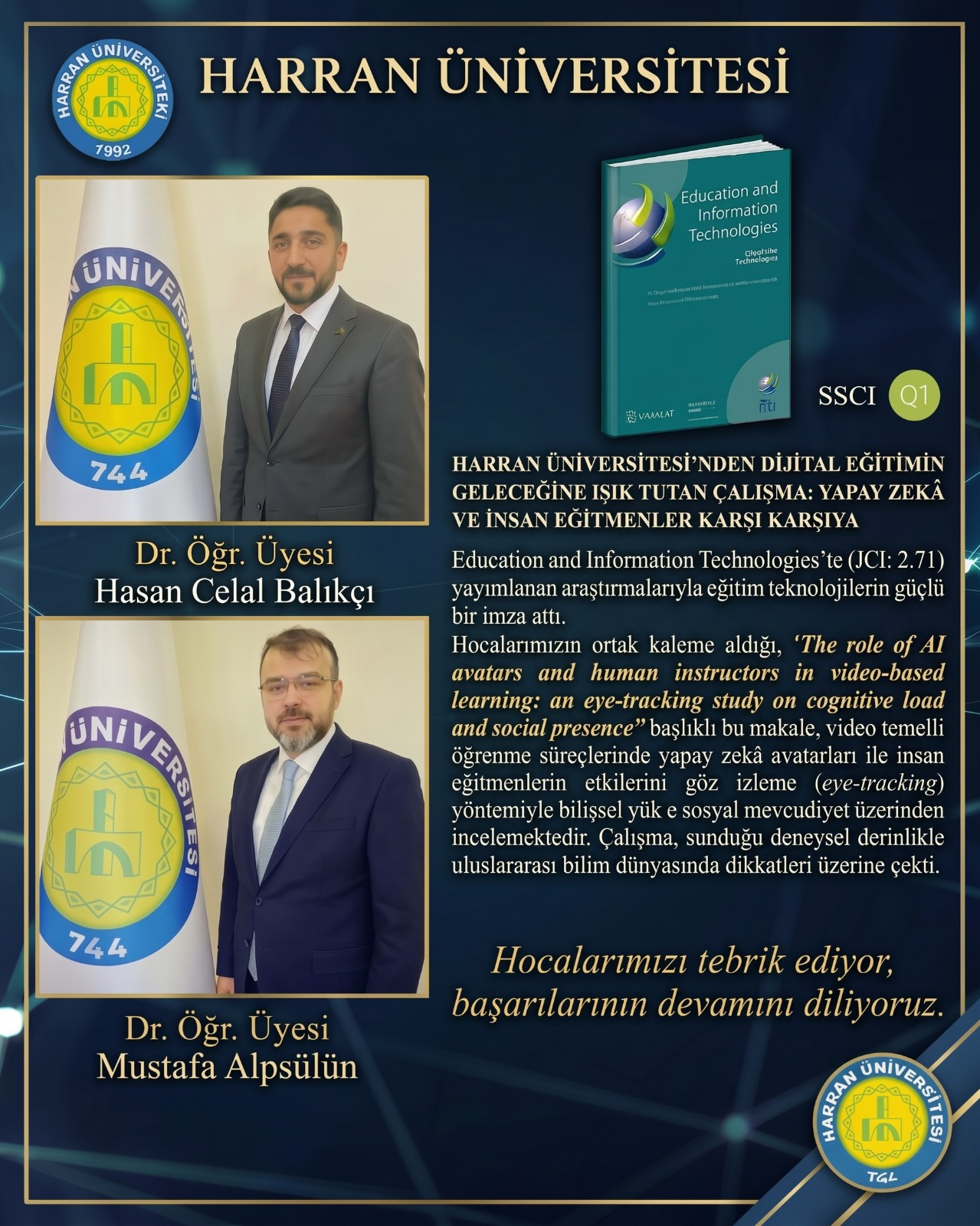 Meslek Yüksekokulumuz Öğretim Üyelerinden Yapay Zekâ ve Eğitim Alanında Büyük Başarı